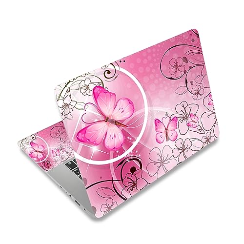 Laptop Skin Sticker Decal,12" 13" 13.3" 14" 15" 15.4" 15.6 inch Laptop Skin Sticker Cover Art Decal Protector Notebook PC (Pink Butterfly) - color: Pink Butterfly