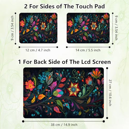 Laptop Skin Sticker Decal, Universal Reusable Vinyl Laptop Cover for 12" 13" 13.3" 14" 15" 15.4" 15.6" Notebook PC, Reusable Waterproof Scratch-Resistant with 2 Wrist Pads,Art Black Flowers - color: Art Black Flowers