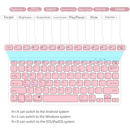TaIYanG Bluetooth Keyboard for iPad Wireless Keyboard Compatible with iPad A16 11th 10th Generation, 10.2(9th/8th/7th Gen), Air/Pro/Mini and All Bluetooth Devices (Light Pink) - color: Light Pink