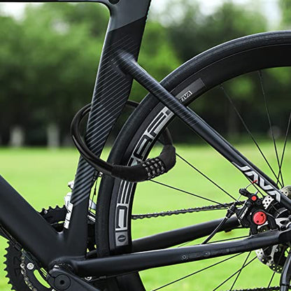 Bike Lock Cable, Bike Accessories, Bike Locks Heavy Duty Anti Theft, Combination Cable Lock for Outdoor Equipment, Black (2Ps, 1Ft, Reset Combo)
