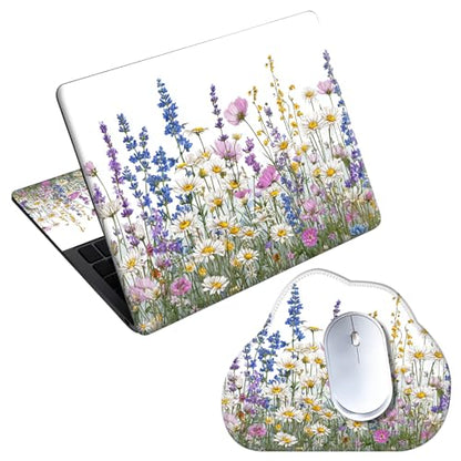 Laptop Skin Sticker Decal 15-15.6 Inch with Cute Mouse Pad, Universal Reusable Vinyl Sticker for 12.1 13 13.3 14 15.4 Inch Netbook and Notebook PC, Boho Floral - color: Boho Floral