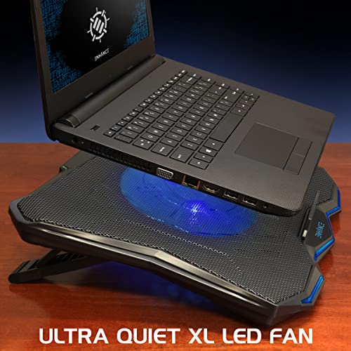 ENHANCE Cryogen 5 Gaming Laptop Cooling Pad Stand - Laptop Cooler with 7 Adjustable Height Settings & Dual USB Ports up to 17 inches - 1 Ultra Quiet High Performance LED Fan 800 RPM - Blue - color: Blue