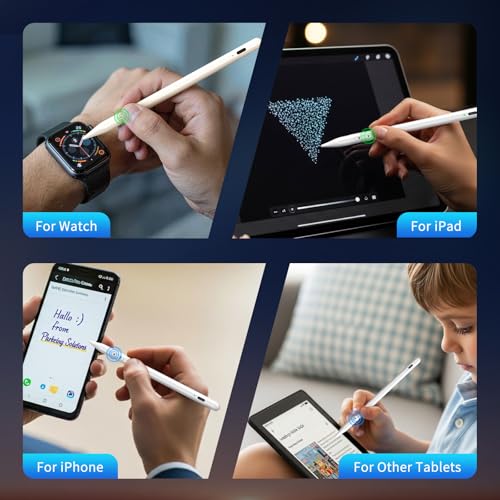 Universal Stylus Pen for iPhone Apple ipad Touchscreen Pencil | 2x Fast Charge,Compatible with iphone Stylus ipad Pro Air Mini, iwatch, Tablet, Nintendo Switch,Android Touch Screens,White - color: White