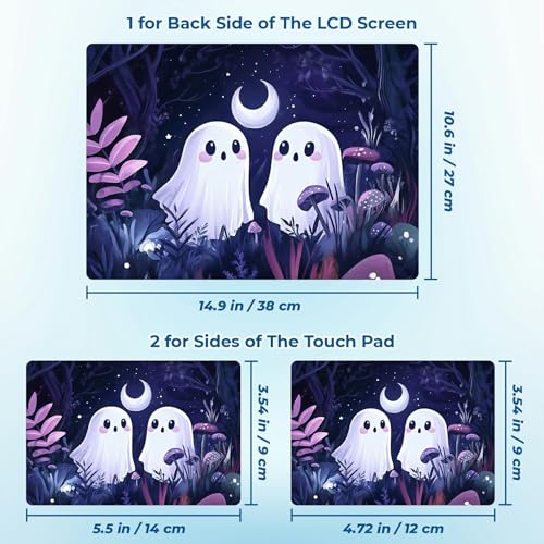 Reusable Universal Laptop Skin Sticker, Cut to Fit for 11.6–15.6 Inch Laptops, Waterproof Protective Film, No-Residue - Ghost Friends - color: Ghost Friends