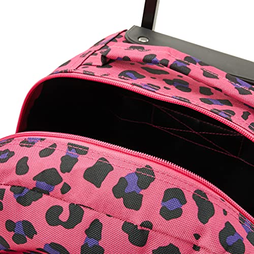 Rockland Double Handle 17" Rolling Backpack, Magenta Leopard - color: Magenta Leopard, size: One Size