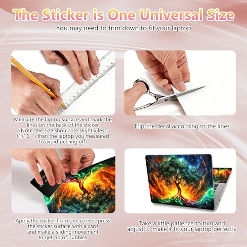 Laptop Skin Sticker Decal 12" 13" 13.3" 14" 15" 15.6",Waterproof Scratch Resistant Vinyl,Reusable Easy to Apply,for MacBook HP Dell Notebooks Netbooks Laptop,2 Wrist Pads,Colorful Green Tree - color: Colorful Green Tree
