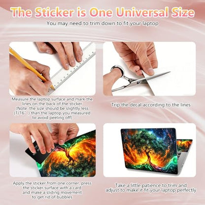 Laptop Skin Sticker Decal 12" 13" 13.3" 14" 15" 15.6",Waterproof Scratch Resistant Vinyl,Reusable Easy to Apply,for MacBook HP Dell Notebooks Netbooks Laptop,2 Wrist Pads,Colorful Green Tree - color: Colorful Green Tree