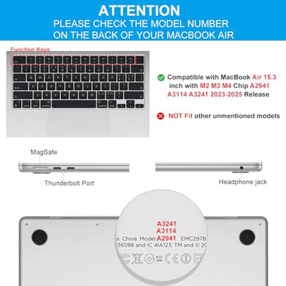 CaseBuy MacBook Air 15 inch Palm Rest Protector Cover 2026 2025 2024 2023 MacBook Air 15" M2 M3 M4 M5 Chip A2941 A3114 A3241 A3448 Anti-Strach Wrist Rest Keyboard Decal Sticker Skin -Midnight - color: Midnight, size: MacBook Air 15" (2023-2026)