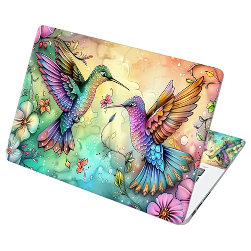 Universal Laptop Skin Sticker with 2 Wrist Pad Decals, 3-Piece Removable Vinyl Laptop Cover, Hummingbirds Flowers Waterproof Anti-Scratch, Easy-Trim Fit for 13.3" 14" 15.6" Laptops - color: Hummingbirds Flowers