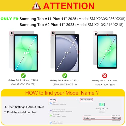 FINTIE Keyboard Case for Samsung Galaxy Tab A11 Plus/A9 Plus 11'', Starry | 3 Viewing Angles, Detachable Bluetooth Keyboard, Rechargeable Battery, Dual Protection, Work Study Travel Use - color: starry