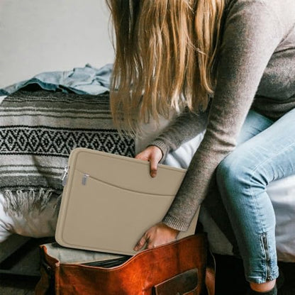 Laptop Case Sleeve 15.6 inch, Shockproof Protective Briefcase Carrying Computer Cover Bag with Accessory Pocket, Laptop Bag Compatible with MacBook, HP, Dell, Lenovo, Asus, Khaki - color: Khaki, size: 15.6 inch