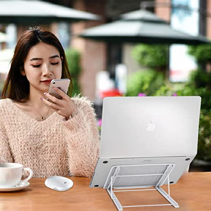 Ergonomic Laptop Tablet Stand Metal Mesh Ventilated Desktop Adjustable Computer Holder Riser Compatible with Apple MacBook Air Pro Dell XPS HP Samsung Lenovo More Laptops up to 16" (White) - color: White