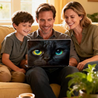 Universal Laptop Skin Sticker Decal for 11.6”12" 13" 13.3" 14" 15" 15.4" 15.6" Reusable Waterproof Scratch-Scratch Resistant Protective Vinyl Laptop Notebook Skin Stickers - Cute Cat Black - color: Cute Cat Black