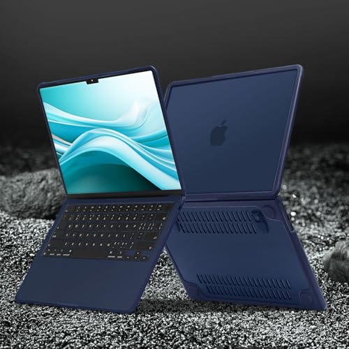 MOSISO Compatible with MacBook Air 13 inch Case M5 M4 M3 M2, Midnight | 4 in 1 Kit Anti-Crack Hard Shell with Kickstand for MacBook Air 13.6 inch Case 2026-2022 A3449 A3240 A3113 A2681 - color: Midnight