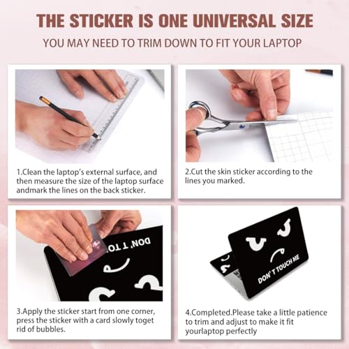 PLIGREAT 15 Inch Laptop Decal Sticker Skin Cover, Don't Touch Laptop Stickers Skins Decal Fits 12" 13" 13.3" 14" Laptops Universal Removable Vinyl Notebook Art Protector - color: Don't Touch