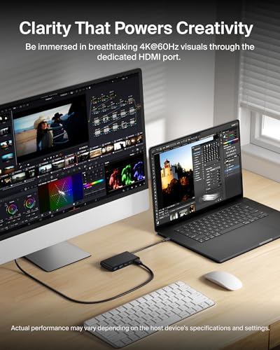 Belkin USB-C Hub 5-Port 4K HDMI 2.0 100W PD for MacBook, iPad & laptops | 5Gbps data transfer, 4K HDMI 2.0 display support, compatible with iPad Pro, Chromebook, and Neo MacBook - style: 5-in-1 USB-C Hub