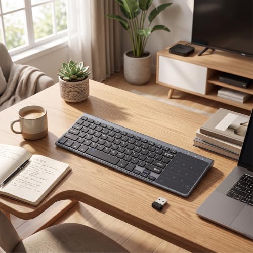 2.4Ghz Mini Wireless Keyboard with Touchpad Numeric Keypad Portable Ultrathin Remote Keyboard Mouse Combo