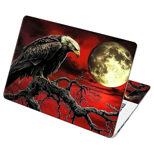 Universal Laptop Skin Sticker with 2 Wrist Pad Decals, 3-Piece Removable Vinyl Laptop Cover, Dark Moon Crow Waterproof Anti-Scratch, Easy-Trim Fit for 13.3" 14" 15.6" Laptops - color: Dark Moon Crow