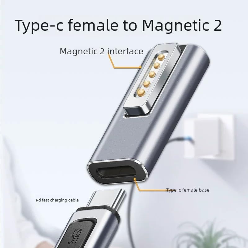 USB Type C Male to Female Adapter for Magnetic 2, Supports 85W/60W/45W Fast Charging
