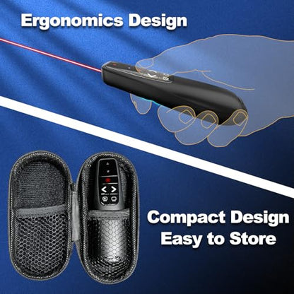 Presentation Clicker with Case Storage: Wireless Presenter Remote: Red Laser Pointer Computer Clickers, USB C PowerPoint PPT Clicker for Mac Laptop, Slideshow Google Slide Advancer - style: Red Laser + Case
