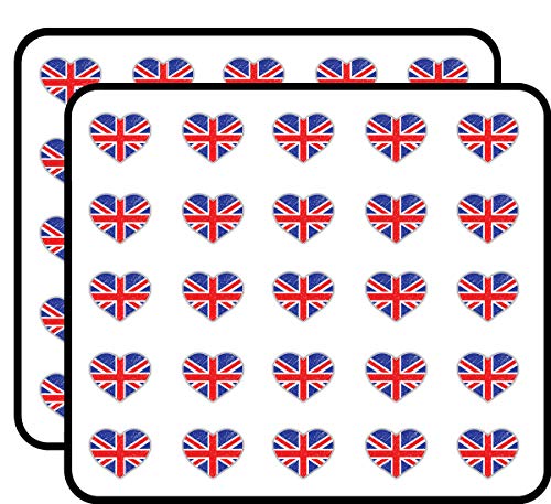 United Kingdom Grunge Heart World Flag Decorative Scrapbooking Sticker Waterproof Vinyl Stickers for Water Bottle, Laptop & Phone Case – 50 Pack