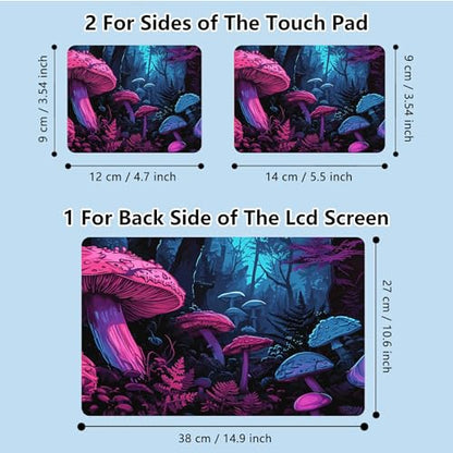 Universal Laptop Skin Sticker with 2 Wrist Pad Skins, Waterproof Scratch Resistant Vinyl Laptop Cover Decal, Cut to Fit for 11–15.6 Inch MacBook HP Dell Lenovo, Magic Mushroom - color: Magic Mushroom