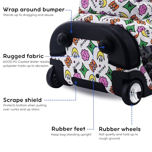 J World Sundance Laptop Rolling Backpack for Girls Boys. Roller Bookbag with Wheels, 20 Inch, Proud - color: Proud