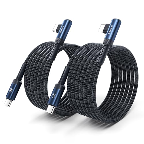 toocki USB C Charger Cable(6.6ft, 2Pack), 60W Type C Charging Cable Cord, Right Angle Fast Charging USBC to USBC Cable for iPhone 17 16 15 Pro Plus Pro Max Air/Plus/MacBook Air/Samsung S25 Ultra /S24 - color: Blue, size: 6.6+6.6FT