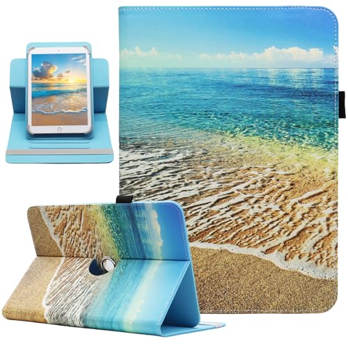 Universal 10 10.1 Inch Android Tablet Case, Dluggs 360 Degree Rotating Multi-Angle Viewing Stand Universal Case Cover for 10 10.1 and All 9.5-10.5 Inch Tablet, Sea - color: Sea