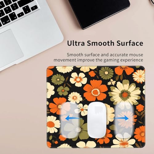 Retro Mid-Century Floral Gaming Computer Keyboard Cute Mouse Pad with Anti-fray Stitching, Premium-Textured Alfombrilla para Mouse with Non-Slip Rubber Base, 10 x 12 inch - color: Retro Mid-Century Floral