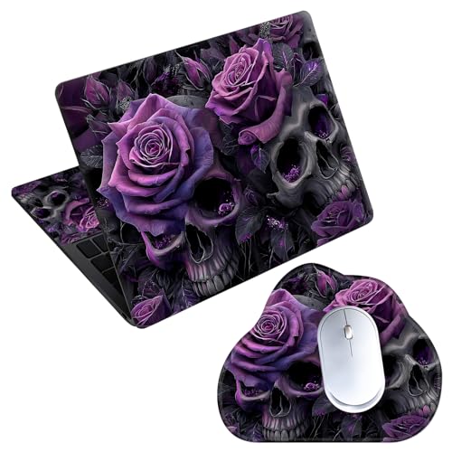 Laptop Skin Sticker Decal 15-15.6 Inch with Cute Mouse Pad, Universal Reusable Vinyl Sticker for 12.1 13 13.3 14 15.4 Inch Netbook and Notebook PC, Gothic Floral - color: Gothic Floral