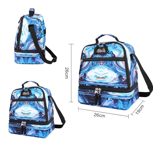 Tilami Rolling Backpack 19 inch with Lunchbox Wheeled Laptop Backpack, Painting Blue - color: Painting Blue