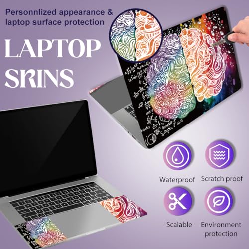 SUPERDANT Laptop Skin Sticker Brain Laptop Decals Personalized Universal Notebook Computer Wrap Vinyl Skin Stickers Cover Art Decal Removable 12-15.6 Inch Waterproof Scratch-Resistant Gifts Black - color: Black