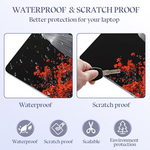 Universal Laptop Skin Sticker Decal,15.6 Inch Laptop Vinyl Cover for 13" 14" 15.6" Laptop,Scratch-Resistant Waterproof Protector Wrap,Reusable with Wrist Pads,Ghostly Figure in Red Flowers - color: Ghostly Figure in Red Flowers