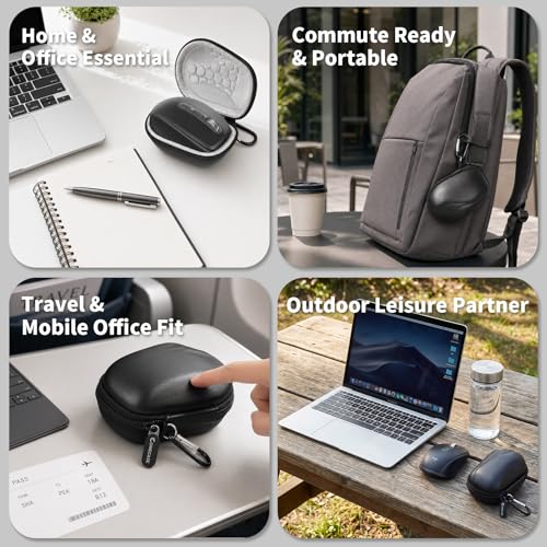 Comecase Compact Mouse Case for Logitech MX Anywhere 3S/3/2S/2 | Hard Shell Storage, Raised Inner Dots, Accessory Groove, Carabiner, Travel and Business Use, Inside Grey, Bag Only, - color: Black+Inside Grey