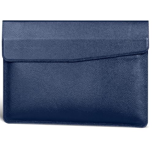Genuine Leather Laptop Sleeve for MacBook Neo,MacBook Air/Pro 13" | Full-Grain Genuine Leather Laptop Cover with Magnetic Buckle Closure,Computer Protective Bag,Lychee Grain Blue - color: Lychee Grain Blue, size: for MacBook Pro/Air 13"