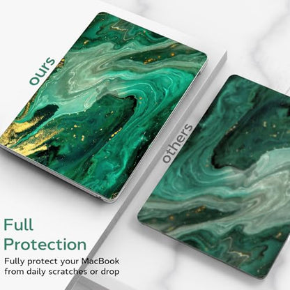 B BELK Compatible with MacBook Air 13 inch Case 2021 2020 2019 2018 M1 Chip | A2337 A2179 A1932, Plastic Laptop Hard Shell for MacBook Air 13.3 inch Case & Keyboard Cover & Screen Protector, Green Marble - color: Green Marble