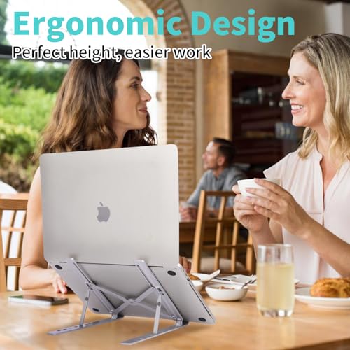 Laptop Stand for Desk, Aluminum Metal MacBook Stand, Computer Riser for Desk, Portable Foldable Adjustable Notebook Holder, Compatible with 10-15.6 Inch Laptops, iPad, Black. - color: Black