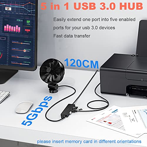 USB Hub 3.0 Splitter, TSUPY USB 3.0 Hub Multi USB Adapter Port Expander with 4ft Cable, SD/TF Card Reader & 3 USB 3.0 Ports Compatible for PC, Laptops, Surface Pro, MacBook, iMac Pro - size: 4 FT
