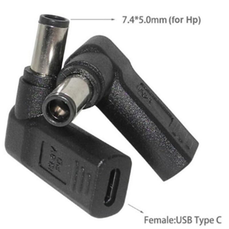 100W Type C Female to 7.4x5.0mm DC Adapter, USB C to 7.4mmX5.0mm 19.5V Adapter Made for HP Spectre, Envy, EliteBook, Chromebook Series - style: 7.4x5.0mm for HP
