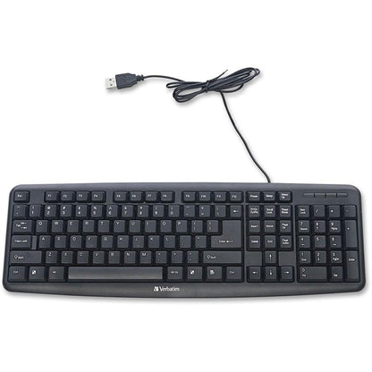 Verbatim Slimline Wired Keyboard USB Plug-and-Play Numeric Keypad Adjustable Tilt Legs Corded Full-Size Computer Keyboard Compatible with PC, Laptop - Frustration Free Packaging Black 99201 - style: Wired Keyboard