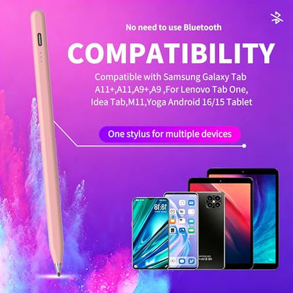 Digital for Android Tablets Stylus Pen for Samsung Galaxy Tab A11+Plus/A11/A9+/A9 Pencil,Accurate Without delay，One-Click Power On/Off,+2Nibs&Long Battery Life (Pink) - color: Pink