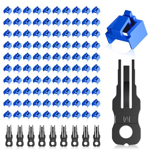 100 Pcs RJ45 Port Lock with 10 Key, Locking RJ45 Port/Dust Blocker, RJ45 Dust Cover Cap Female Port Plugs Protector, Compatible RJ45 Port Devices, Blue - color: Blue, size: 100-Pack