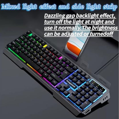 Tongyangat Wired RGB Gaming Keyboard, 2.4G Rechargeable Mechanical Feel Keyboard with Rainbow Backlight, Ergonomic PC Keyboard, Compatible with Windows, Mac, Laptop, Desktop, Computer (Black) - color: K75-Black
