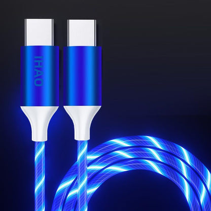 IHAO USB C to C Charger Cable PD Fast Charge and High Speed Sync Visible LED Current Flowing Compatible with All USBC Device-39Inches Blue - color: USB C TO C Blue