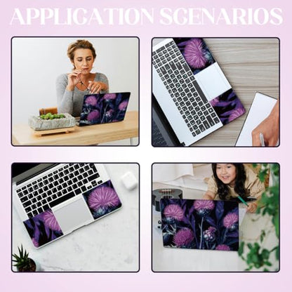 SUPERDANT Laptop Skin Sticker Flower Laptop Decals Personalized Universal Notebook Computer Wrap Vinyl Skin Stickers Cover Art Decal Removable 12-15.6 Inch Waterproof Scratch-Resistant Black Purple