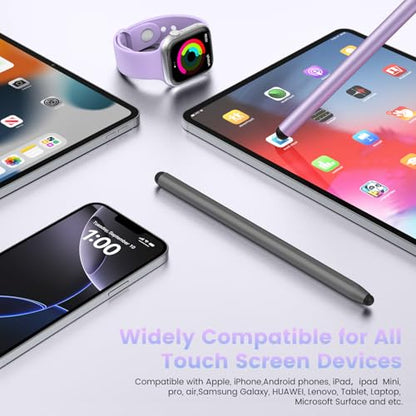 Stylus Pen for Touchscreen, 2-in-1 Magnetic Universal Stylists | High Sensitivity & Precision, Metal Barrel,Compatible with iPad,iPhone,Android Microsoft Surface Nintendo Switch Touchscreen - color: Dark Grey/Purple