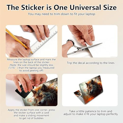 Laptop Skin Sticker Decal 15.6 Inch,12 13 13.3 14 15 15.6 in Laptop Netbook Skins for Notebook,Art Decal Removable Waterproof Scratch Resistant,Universal Vinyl Cover,Cool Fire Wolf - color: Cool Fire Wolf