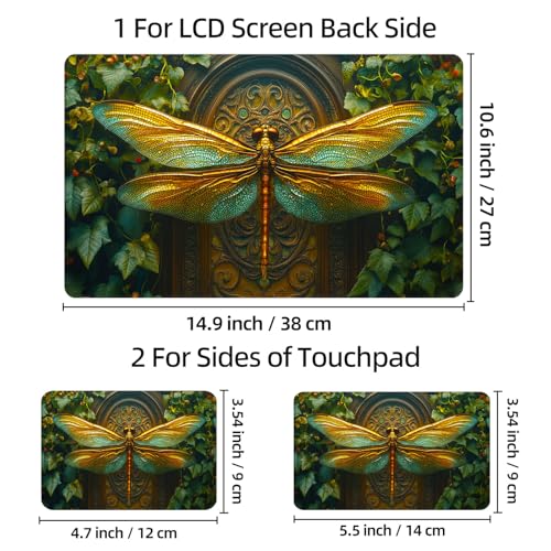 Universal Laptop Skin Sticker Decal, 12"-15.6" Aesthetic Vinyl Wrap, Golden Dragonfly Art Waterproof Notebook Cover Art Protector for MacBook HP Dell Lenovo, Fits 13" 14" 15" 15.6" - color: Golden Dragonfly Art