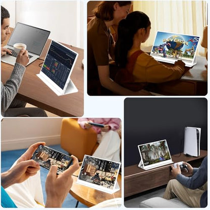 QAF Portable Monitor for Laptop, 15.6 Inch FHD 1080P USB-C HDMI 100% sRGB HDR IPS Display, Ultra-Thin Travel Second Screen Compatible with Laptop Mac PC Phone PS5 Xbox Switch, Built-in Speakers, White - style: 15.6-Inch Pure White